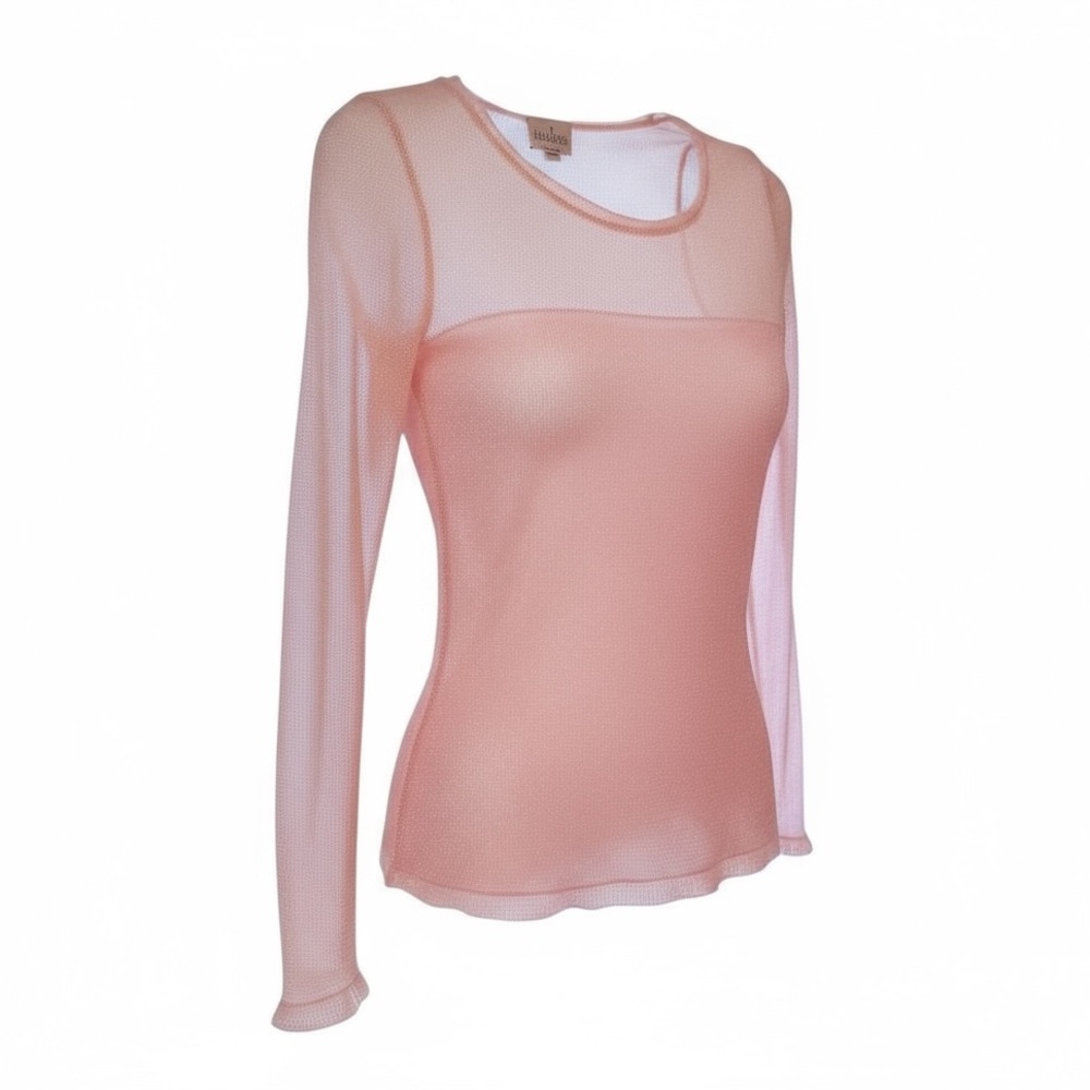 Trussardi Sheer Long Sleeve Top in Soft Pink